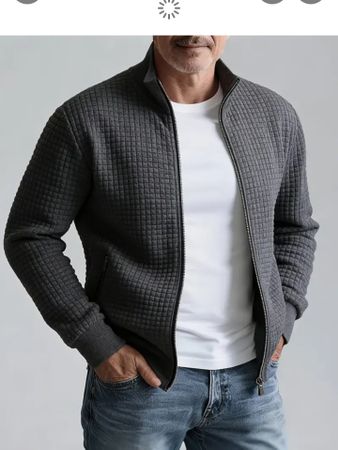 Herren Jacke Stehkragen Reissverschluss Grau Gr.L