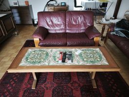 Ledersofa Set 3-Sitzer und 2-Sitzer dunkelrot gebraucht