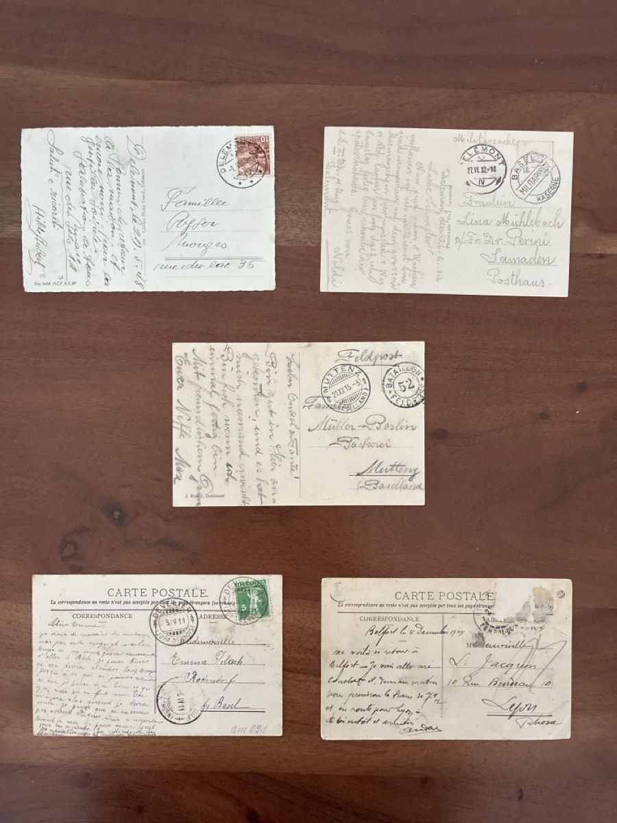Cartoline postali: 5 Ansichtskarten Schweiz von Delémont JU – Usato da Oftringen venduto da Cla.vD.74 1