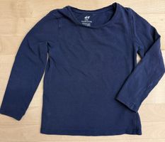 H&M Basic Langarmshirt Gr. 98/104 Bio-Baumwolle dunkelblau