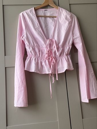 Damen Bluse Pink Grösse S Rüschen Schnürung