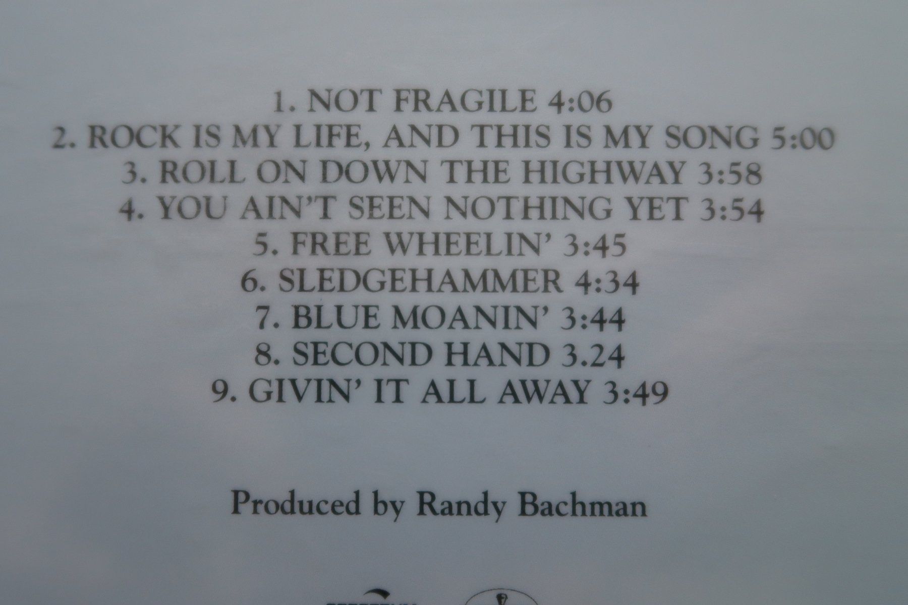 CD: BACHMAN TURNER OVERDRIVE - NOT FRAGILE - CD – Usato da Basel venduto da Patiscat 2
