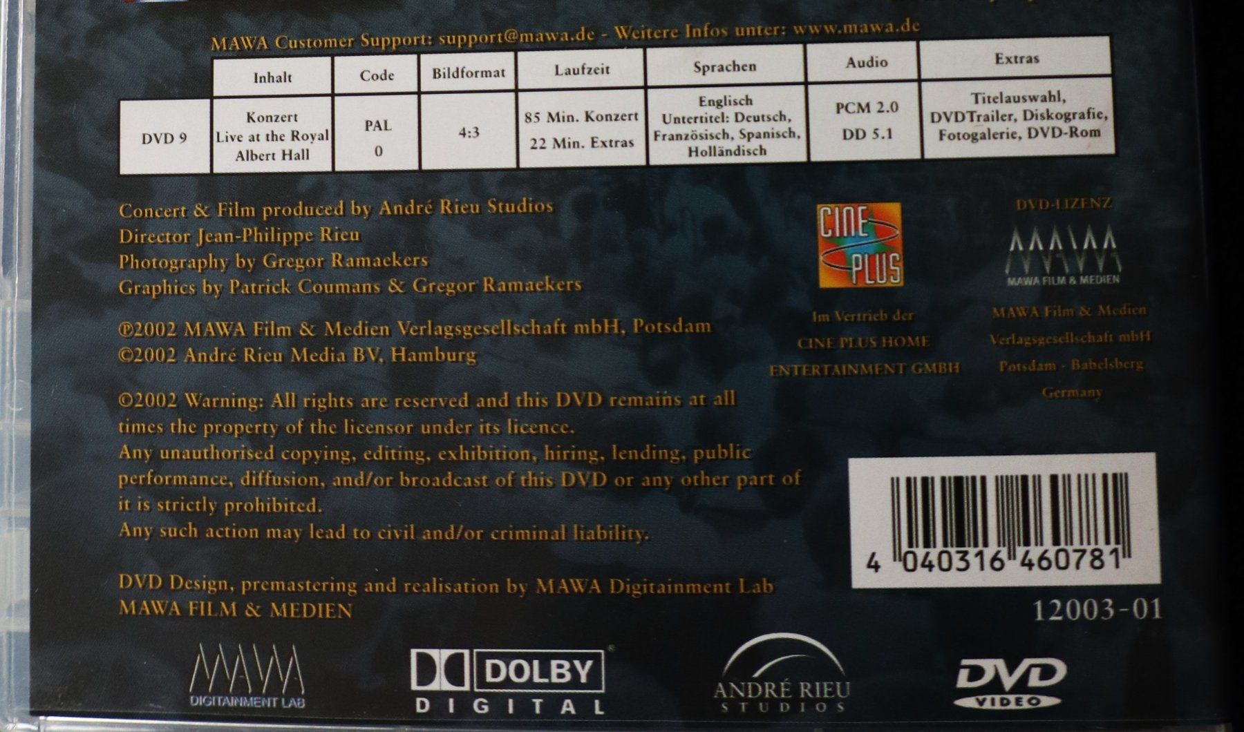 Tutti i DVDs: ANDRÉ RIEU - Live At The Royal Albert Hall – Nuovo (secondo la descrizione) da Riedikon venduto da gra_r5w8 2
