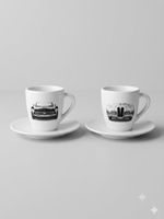 2 Tasses de collection expresso BMW porcelaine + 2 soucoupes
