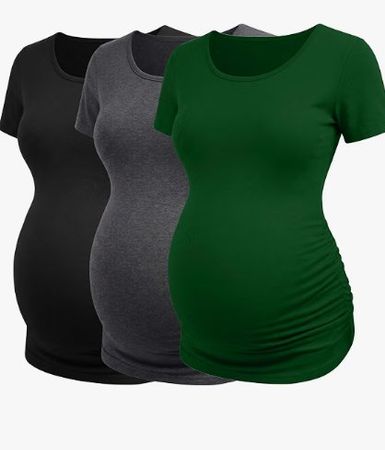 3er Pack Damen Umstandsshirt Kurzarm Umstandsmode Sommer