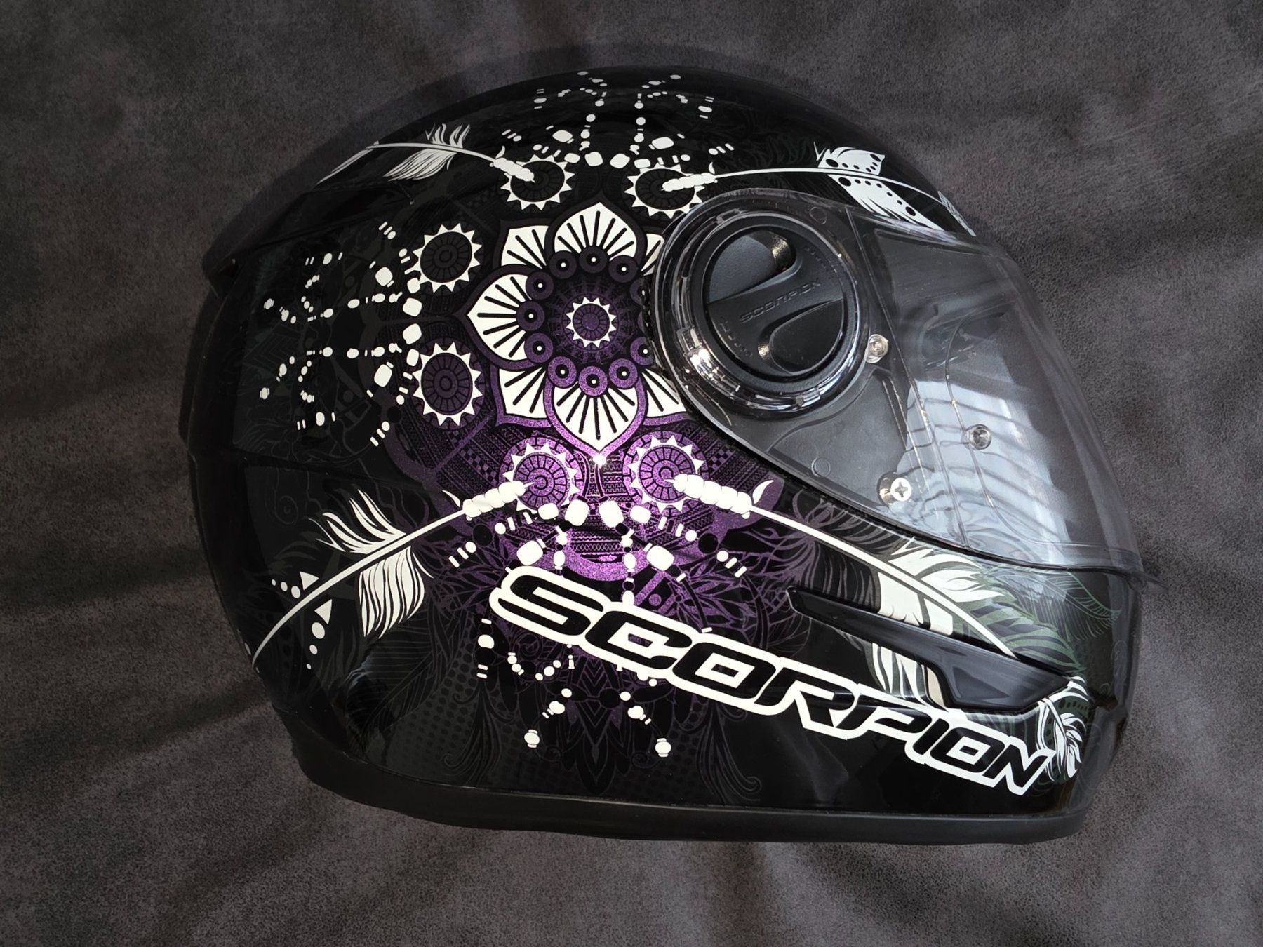 Caschi & visiere: Scorpion EXO Motorradhelm, Schwarz/Lila, unfallfrei – Usato da Stein AG venduto da eMODy 1