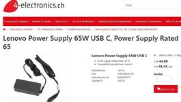 Original 65W USB-C Lenovo Gen 3 (Intel) Laptop charger. CH 