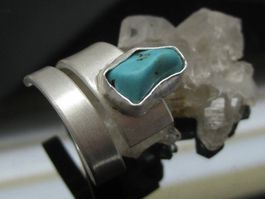 Designer Silber Ring 935 + MP mit Türkis Gr. 56 / 9.2 g