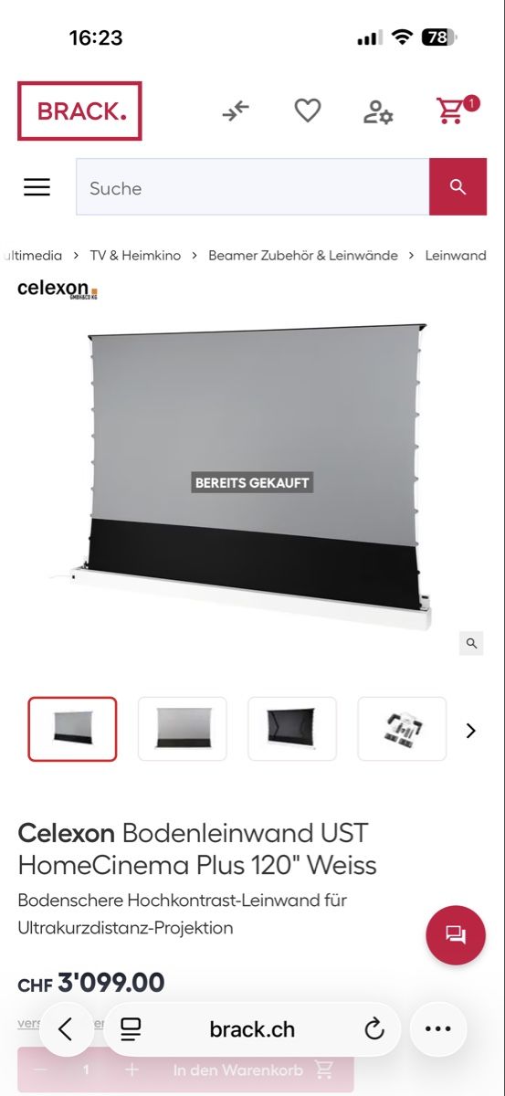 Home Cinema: Leinwand Celexon ust 120 – Nuovo (secondo la descrizione) da Worb venduto da Scatwomen 2