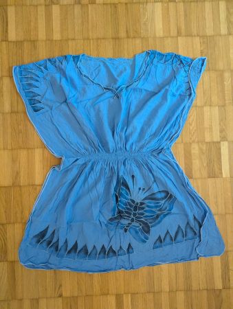 Sommerkleid blau Schmetterling Print Grösse M