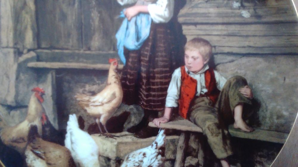 Ein Madchen Futtert Huhner Und Tauben Georg Decker