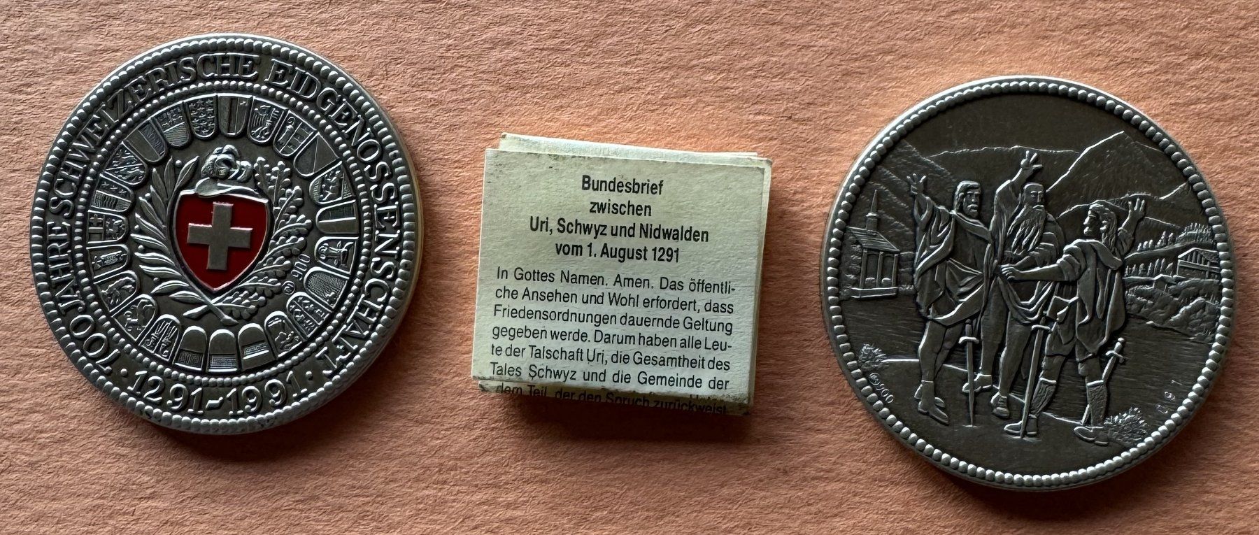 Medaglie: Schraubtaler Silber - 700 Jahre Eidgenossenschaft – Nuovo e nell'imballaggio originale da Diepoldsau venduto da preisparadies-ch 5