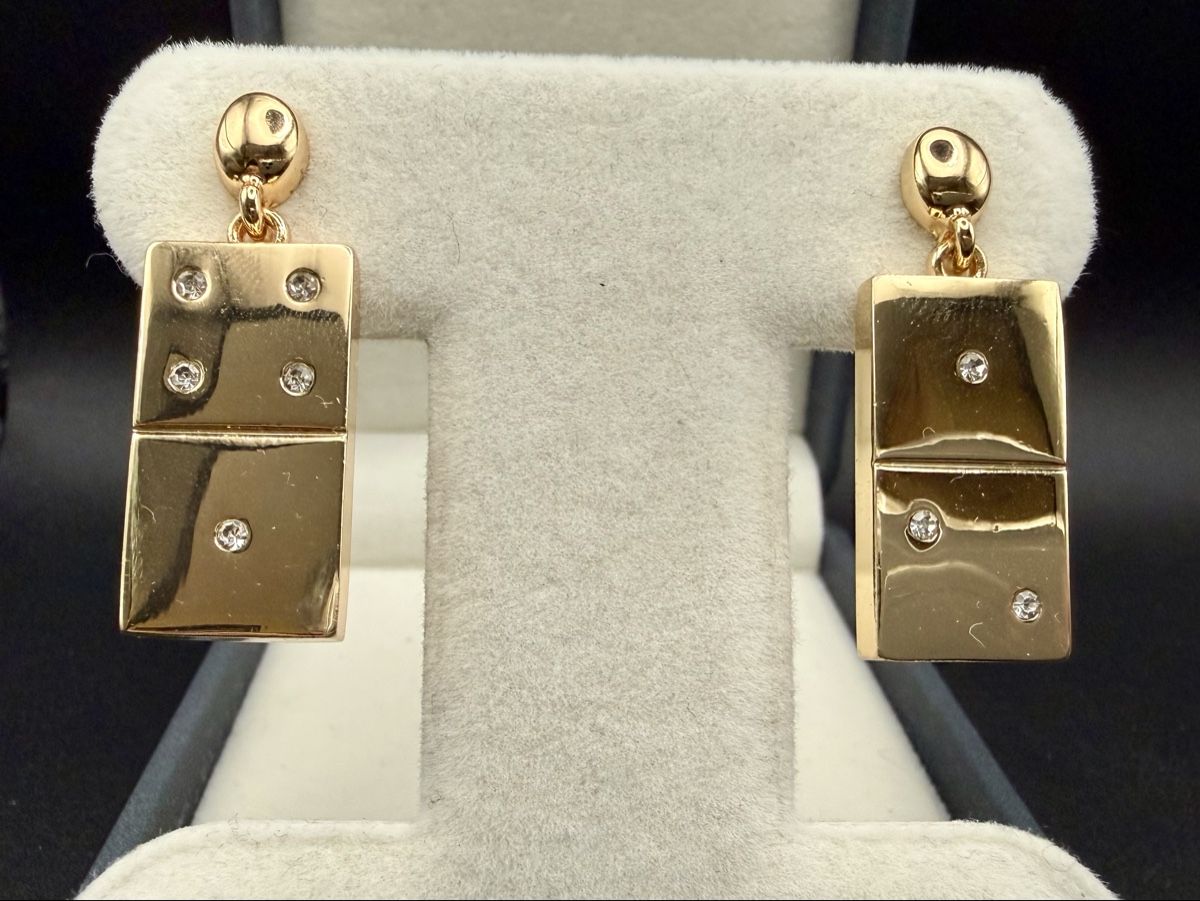 Orecchini pendenti & Orecchini a lobo: Domino-Ohrringe, Goldfarbe Vintage – Usato da Lamone venduto da LaCantinaMagica 2