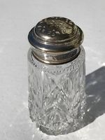  Sucrier ancien en cristal taillé et argenté
