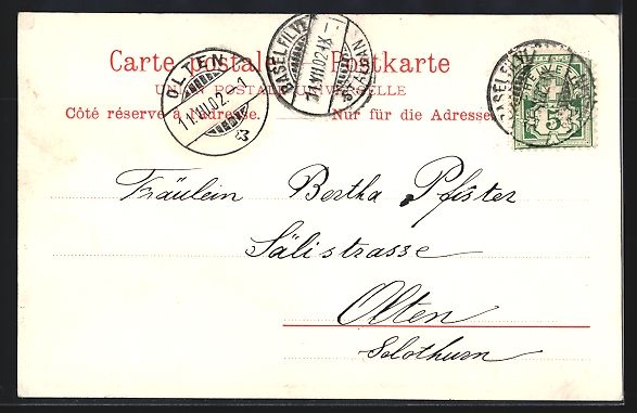 Cartoline postali: Basel, Peterskirche und Hebeldenkmal – Usato da Berlin venduto da bartko-reher 1