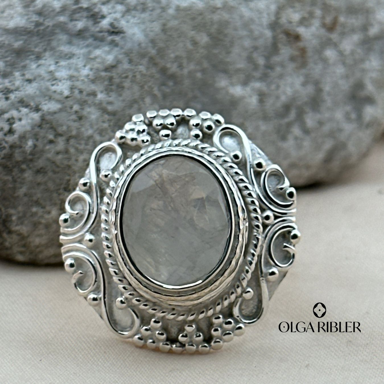 Olga Ribler Anelli: Mondstein Ring Sterling Silber 28 Gramm Ringgrösse 59 – Nuovo (secondo la descrizione) da Luzern venduto da Schmuckoutlet 6