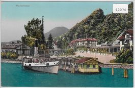 Alpnachstaad - Schiffstation mit Dampfer - Litho