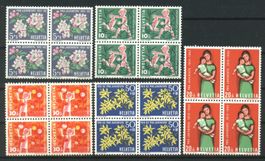 1962, Pro Juventute, Viererblöcke, SBK 16.– **