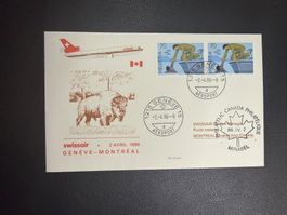 Swissair Erstflugbrief Genf-Montreal 1986