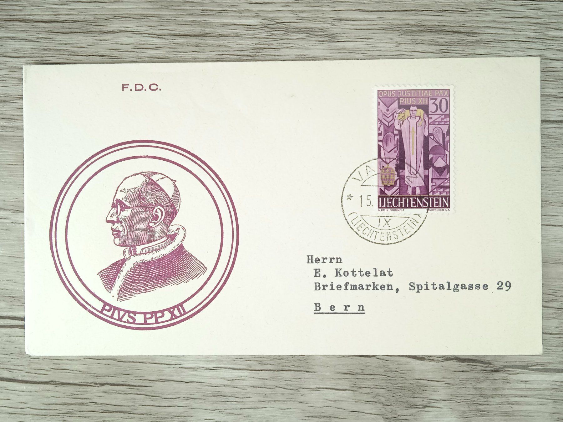 Tutti i francobolli: TR01 Enveloppe  + Timbre Liechtenstein 1959 – Usato da Cousset venduto da Patrick_Collections