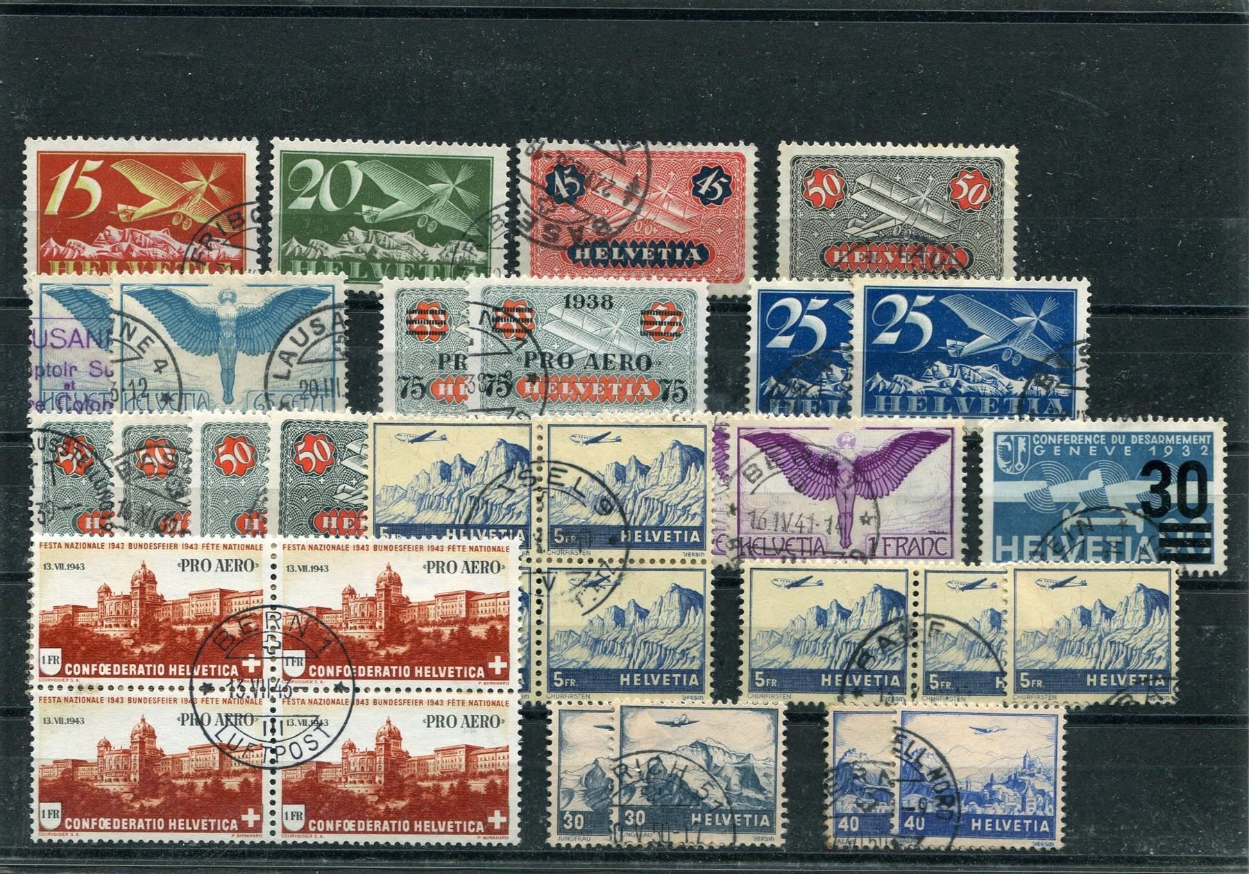 Tutti i francobolli: Flugpostmarken Lot gest. Kat. 860.-- – Usato da Winterthur venduto da Kyoung