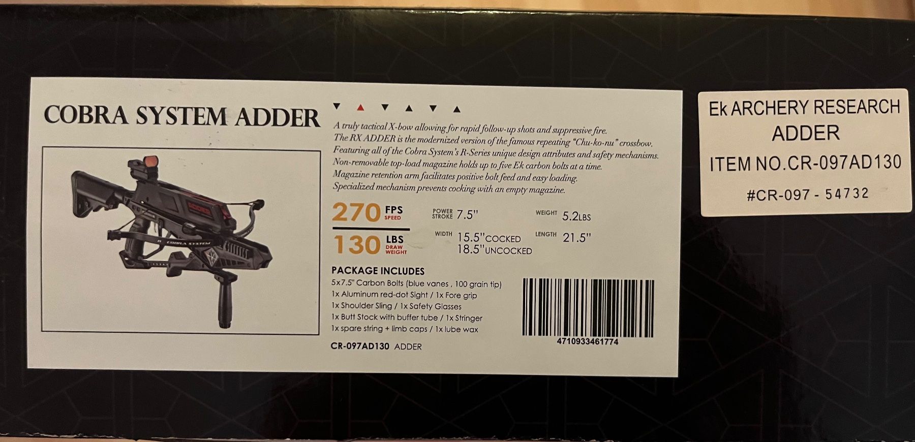 Tiro con l'arco: Arbalète RX ADDER - Ek Archery - Cobra System Adder - – Nuovo e nell'imballaggio originale da Renan BE venduto da MaxC03 1