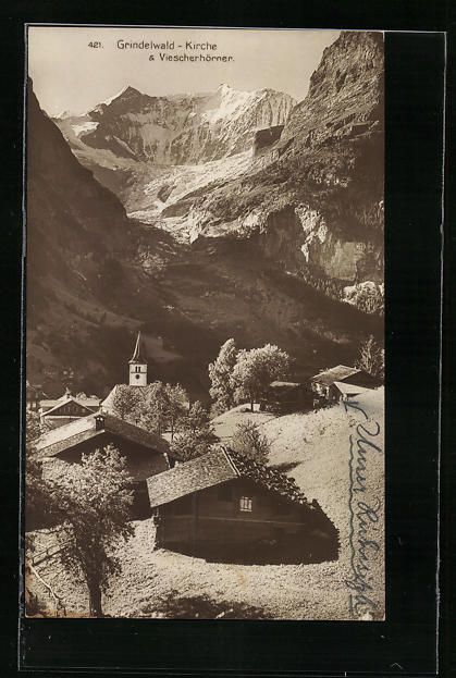 Cartoline postali: Grindelwald, Kirche und Viescherhörner – Usato da Berlin venduto da bartko-reher