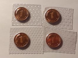 4x 1 Pfennig 1982 Stgl