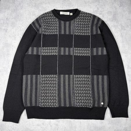 Pull Pierre Cardin Noir Style Coogi en Laine Mérinos - XL