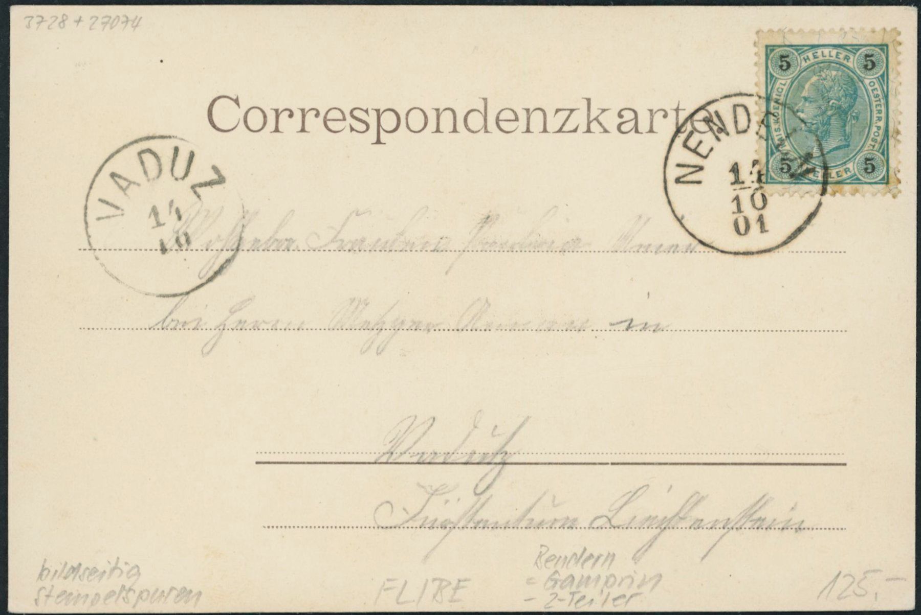Cartoline postali: FL Bendern - Gamprin – Usato da Schindellegi venduto da dolpitz 1