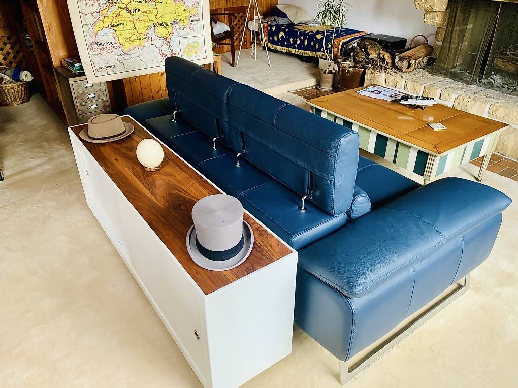 Divani: Canapé Cuir Bleu Royal  Poltronesofa – Usato da Céligny venduto da SyLteplait 3