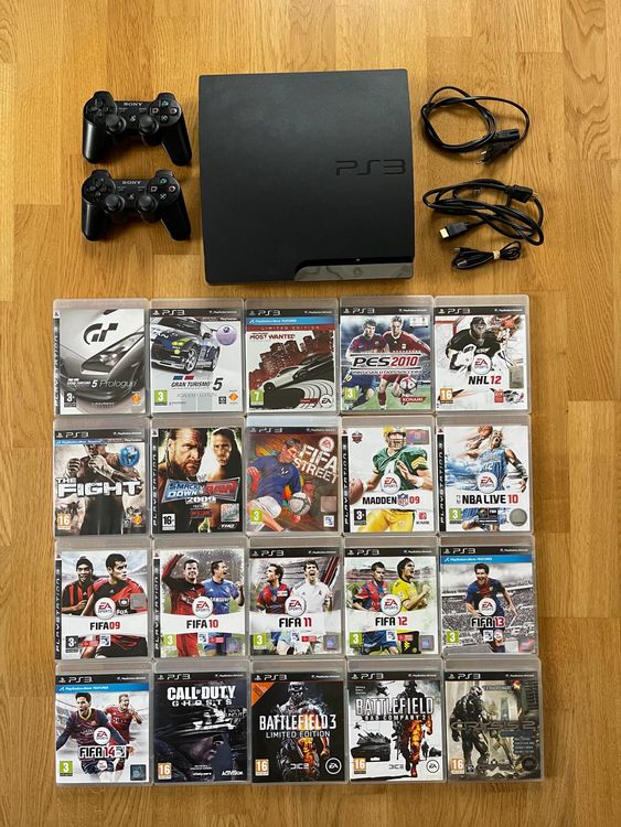 Sony Playstation 3, PS3 Slim 160 Gb, 20 Spiele, Bundle