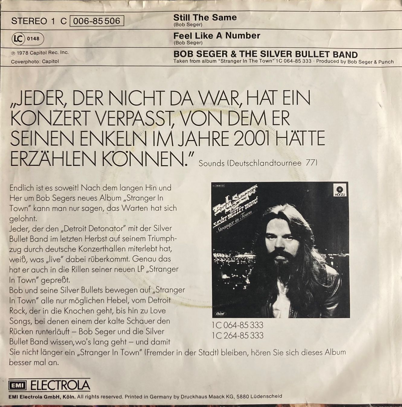 Vinyles: BOB SEGER & THE SILVER BULLET BAND - STILL THE SAME – D'occasion à Poliez-Pittet par Newtown-Records 1