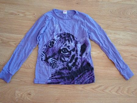Langarmshirt Kids lila mit Tigermotiv Grösse 134/140
