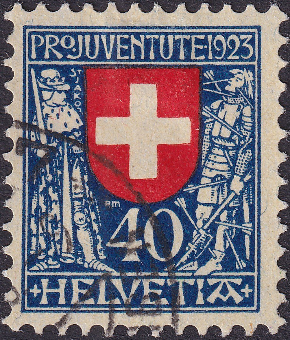 Tutti i francobolli: 1923: J28 (SCHWEIZ) fehlerfrei mit Eckstempel. Kat: 45.- – Usato da Sursee venduto da Luzernerraute
