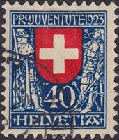 1923: J28 (SCHWEIZ) fehlerfrei mit Eckstempel. Kat: 45.-