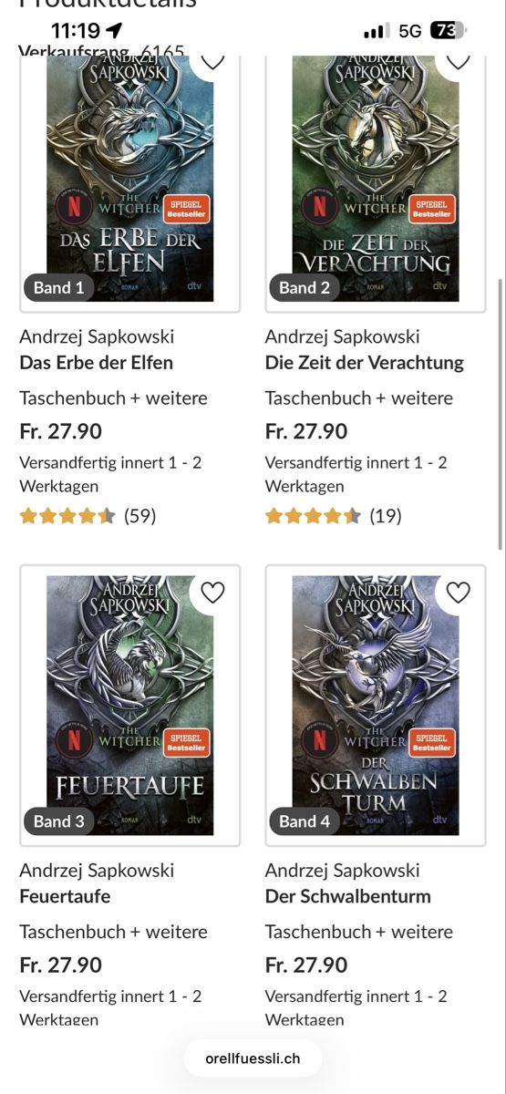 Libri: Sammlung Andrzej Sapkowski Witcher Hexer Serie – Nuovo (secondo la descrizione) da Kiesen venduto da Patricia0104 4
