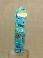 RARE Statuette Fétiche Zuni Corn Maiden Turquoise Véritable