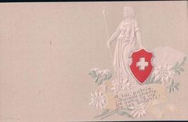Helvetia et Armoirie en relief, Litho gaufré (1916)