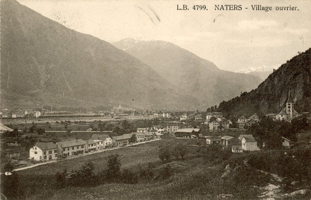 Ansichtskarten: Naters   VS     -    Arbeiterquartier        um 1920 – Gebraucht aus Brig von Valcards54