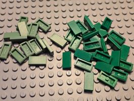 Lego 35x  Fliesen (3069) 1x2-grün und sandgrün