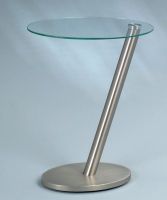 Beistelltisch ONDA Edelstahloptik Klarglas oval