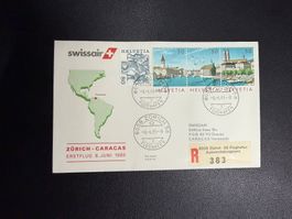 Swissair Erstflugbrief Zürich-Caracas 1985