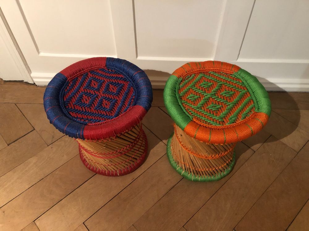 AFRO afrikanische Hocker bunt Textil Bambus | Kaufen auf Ricardo