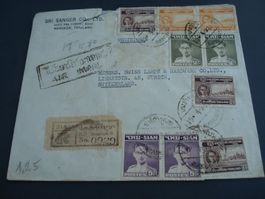 R-Brief Siam 1951, Nach Zürich, Bunt frankiert