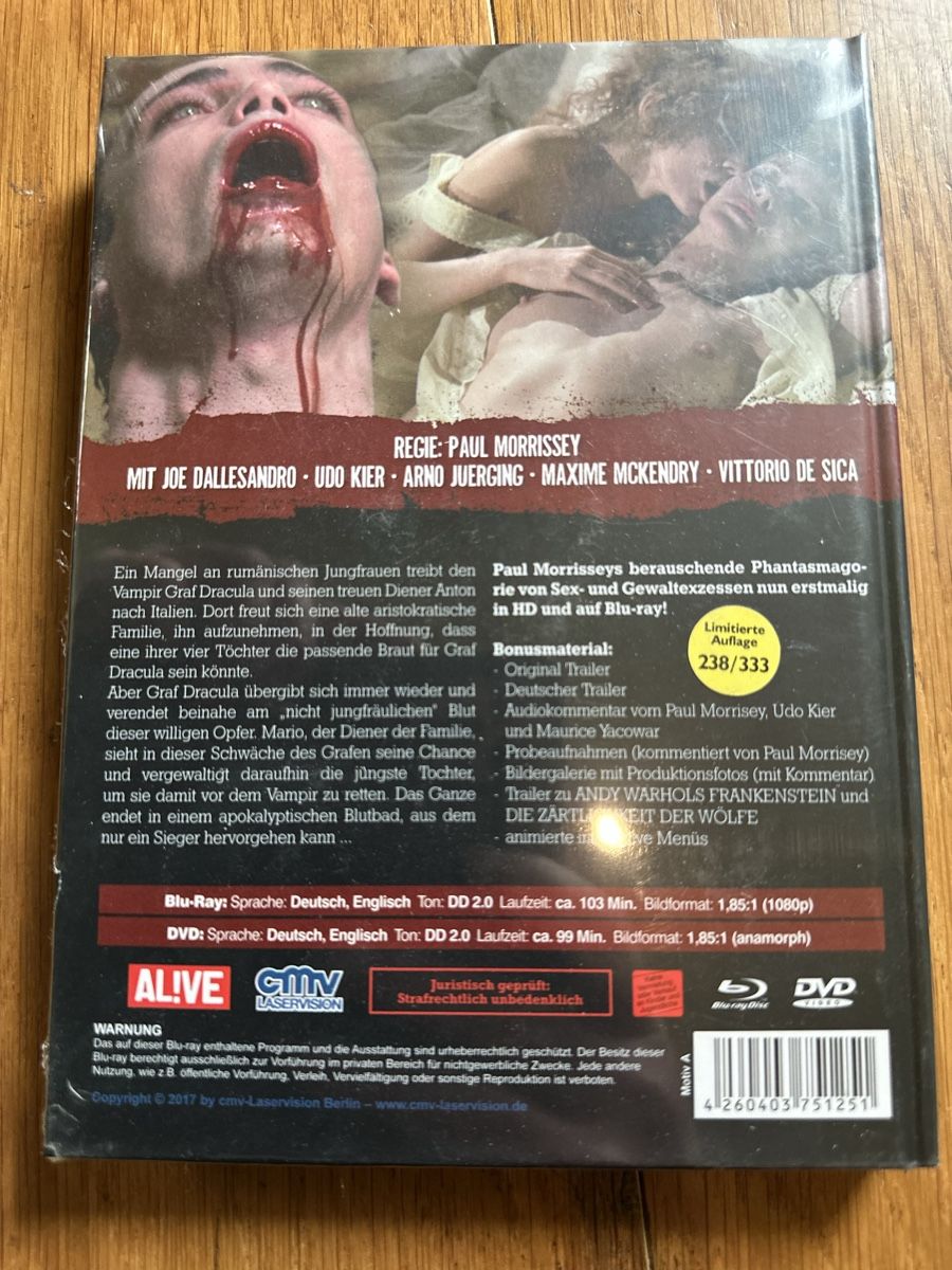 Tutti i DVDs: Andy Warhols Dracula Mediabook, Neu CMV Laservision – Nuovo e nell'imballaggio originale da Benken ZH venduto da Audi-erich 1