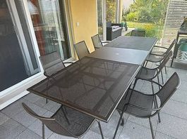 EMU Table avec rallonge et 8 chaises