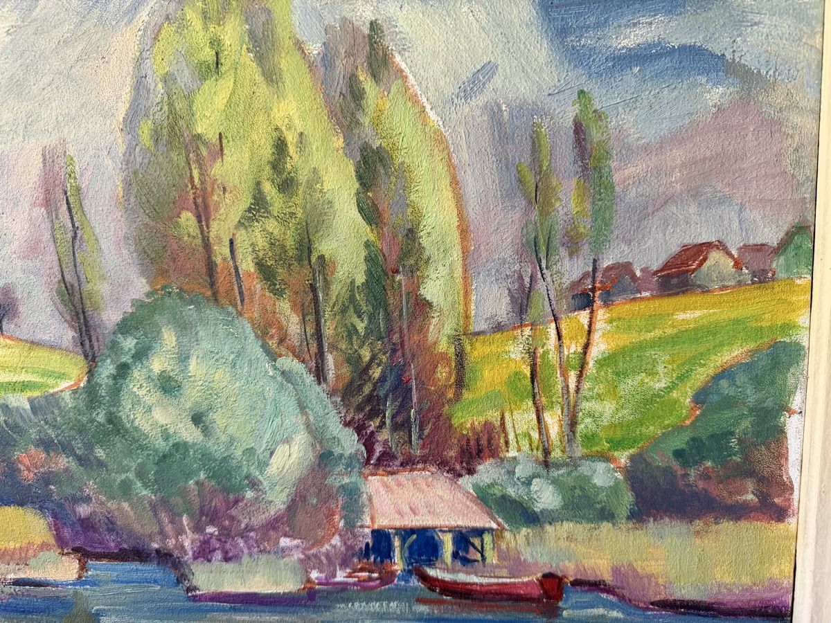 Tableaux: Gemälde Landschaft mit Boot signiert E. Gsell 62x72cm – D'occasion à Libingen par Wisli 2