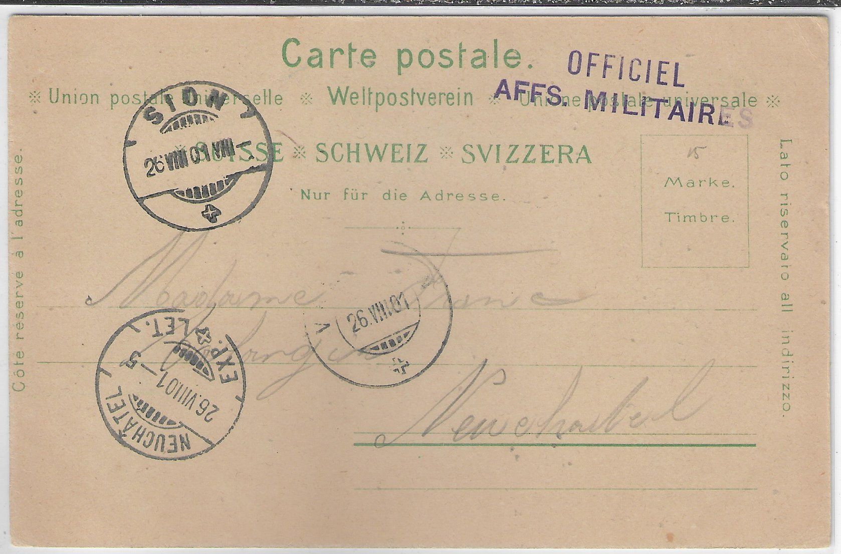 Cartoline postali: Schaffhausen - Tracht mit Rheinfall – Usato da Ettingen venduto da Kartenplanet 1