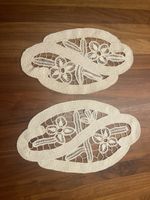 2er Set Vintage Deckchen, Handarbeit, Beige